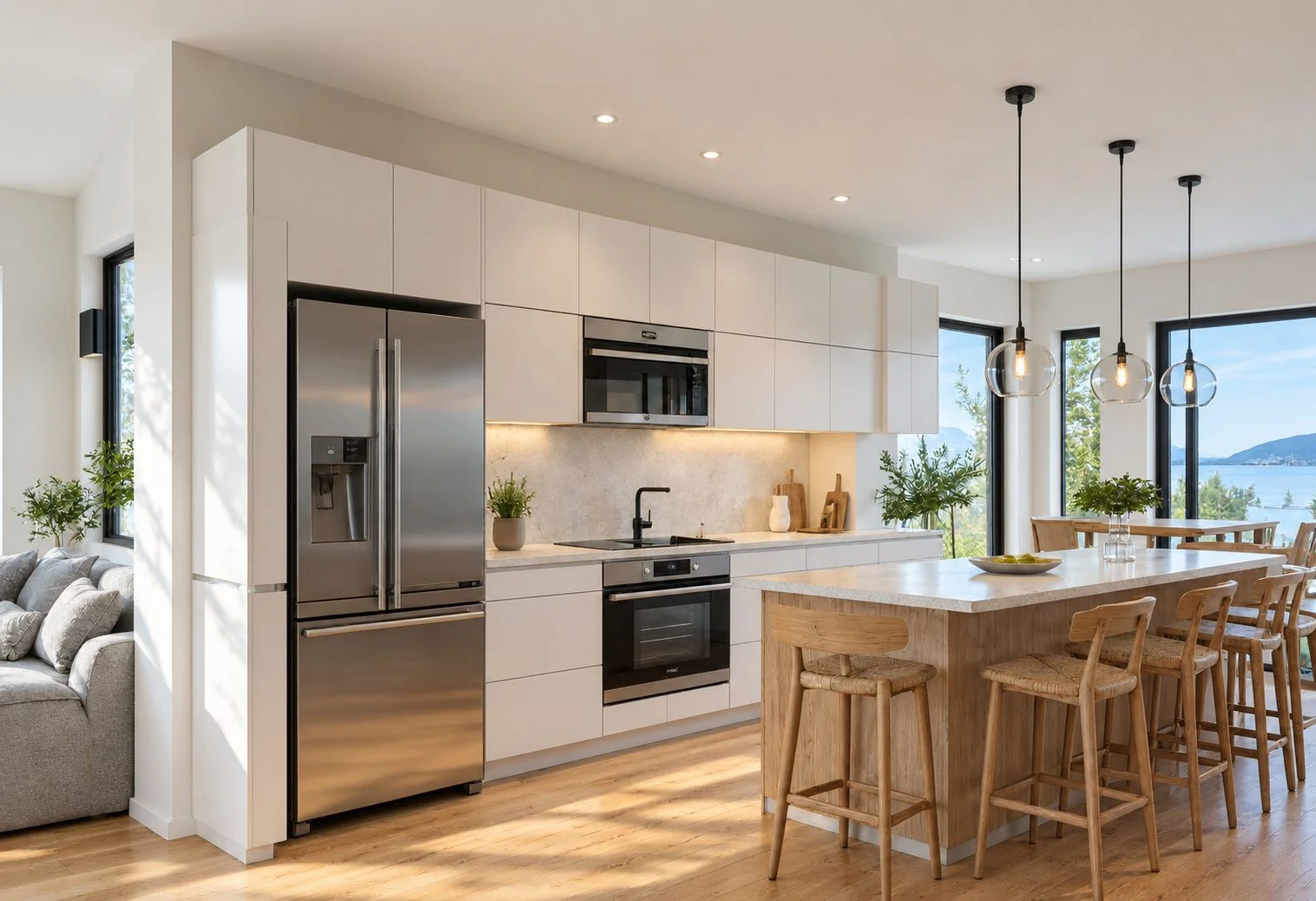 AIIA Block, maison modulaire de 73 m² : cuisine, rendu 3D