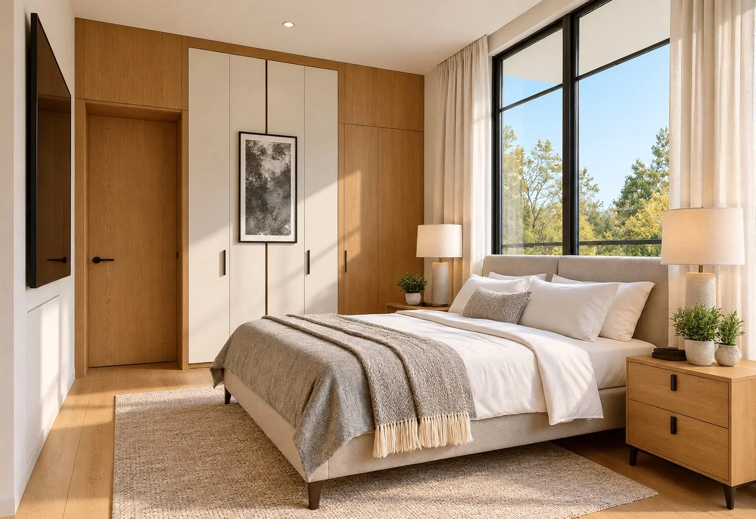 AIIA Court, maison modulaire de 160 m² : chambre, rendu 3D