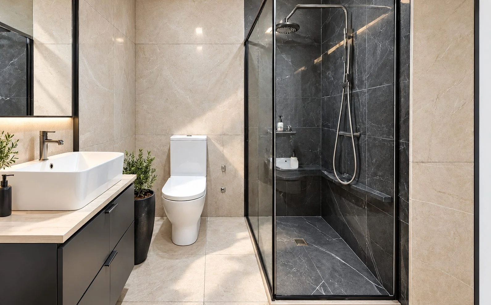 AIIA Fold, tiny house de 21 m² : salle d'eau, rendu 3D