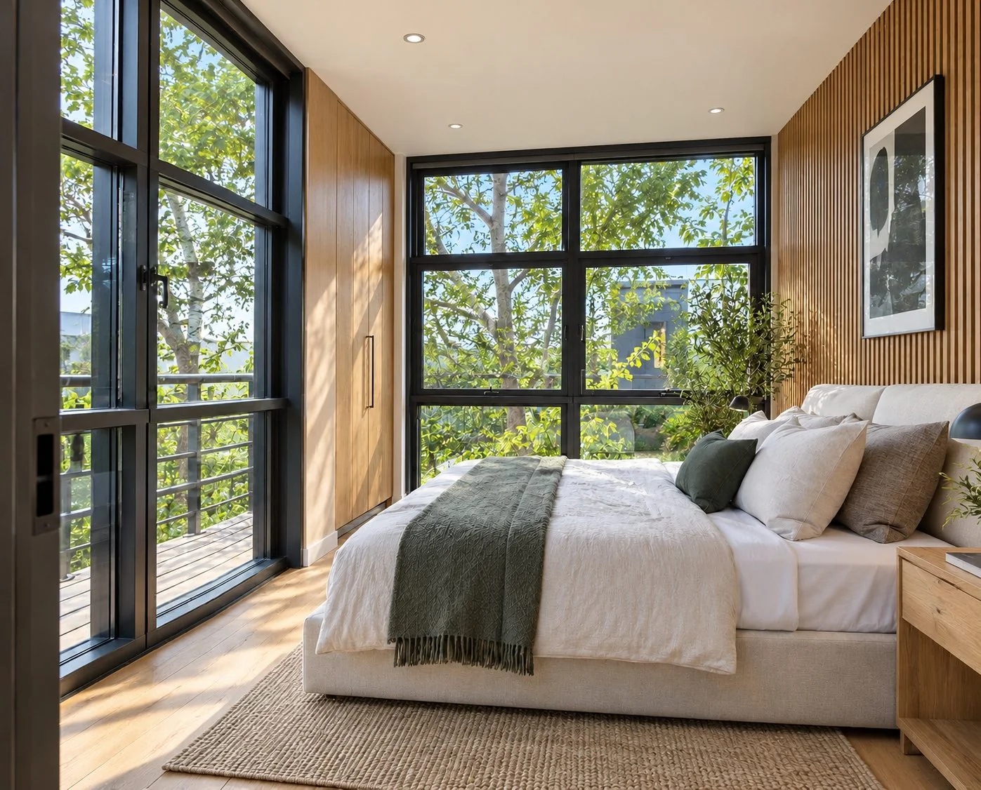 AIIA Level, maison modulaire de 48 m² : chambre à l'étage, rendu 3D