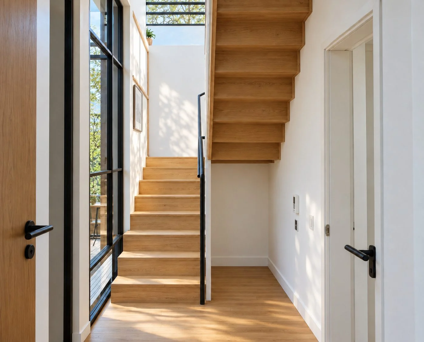 AIIA Level, maison modulaire de 48 m² : escalier, rendu 3D