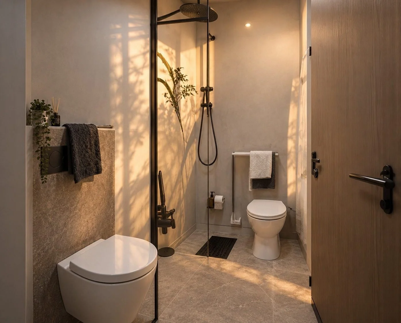AIIA Level, maison modulaire de 48 m² : salle d'eau, rendu 3D