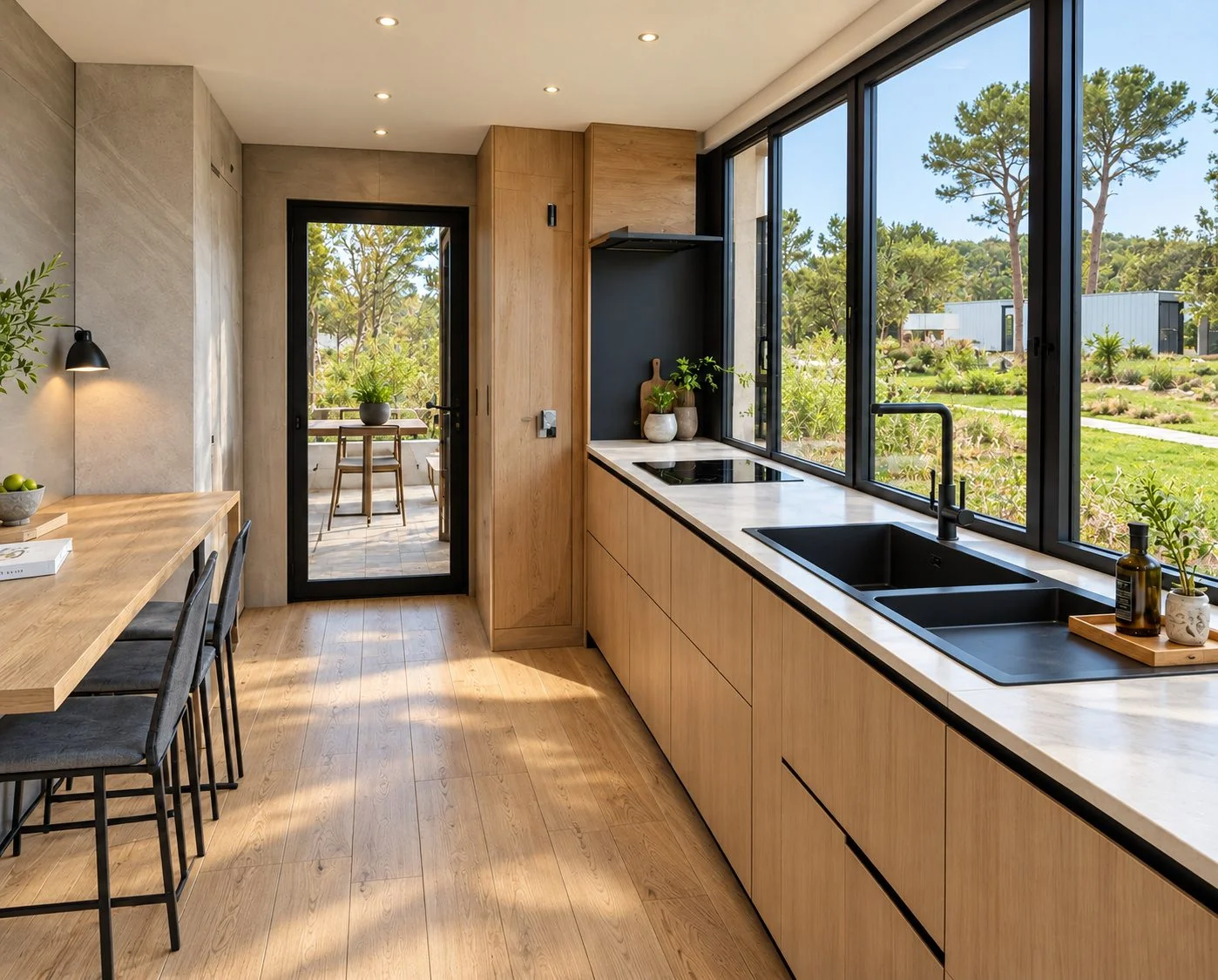AIIA Mono, tiny house de 32 m² : cuisine, rendu 3D