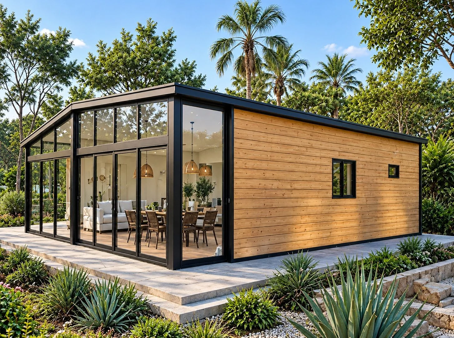 AIIA Scope, maison modulaire de 99 m² : maison modulaire vitrée et bardage bois