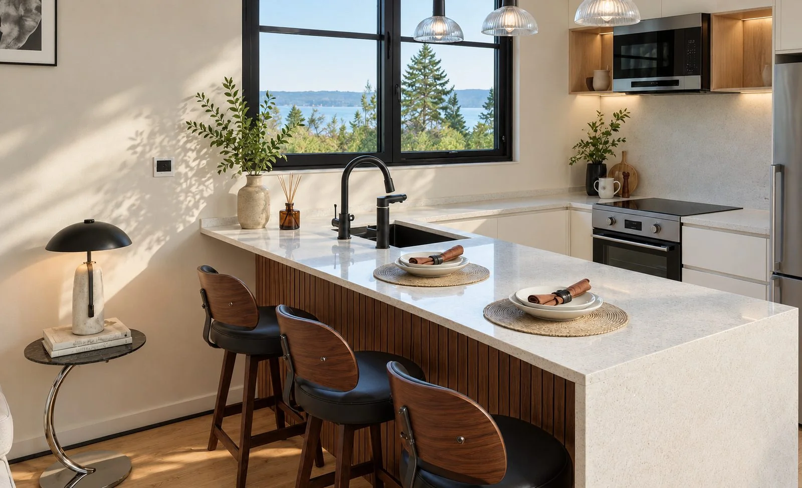 AIIA Vista, maison modulaire de 46 m² : cuisine, rendu 3D