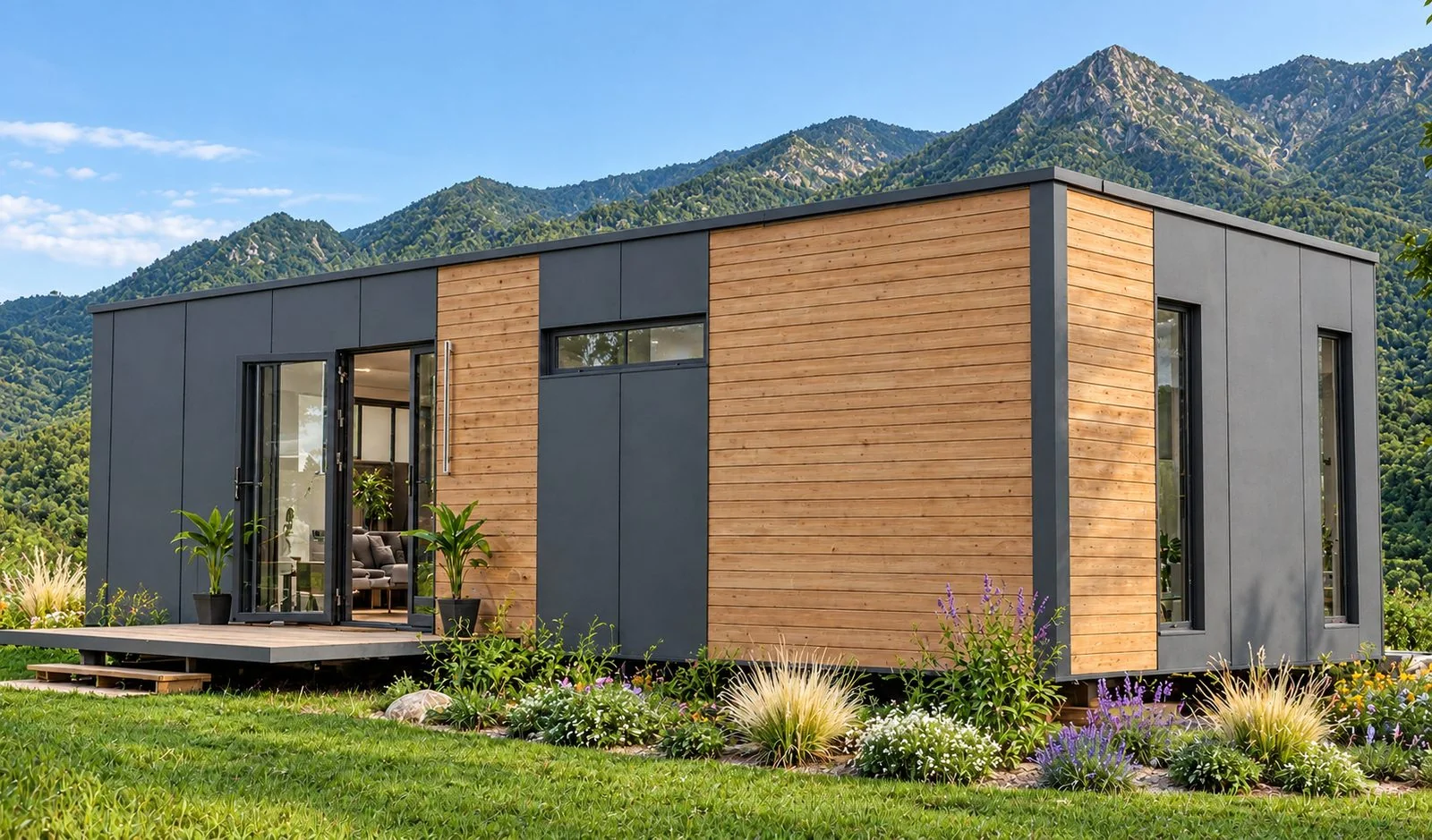 AIIA Vista, maison modulaire de 46 m² : maison de plain-pied face aux montagnes